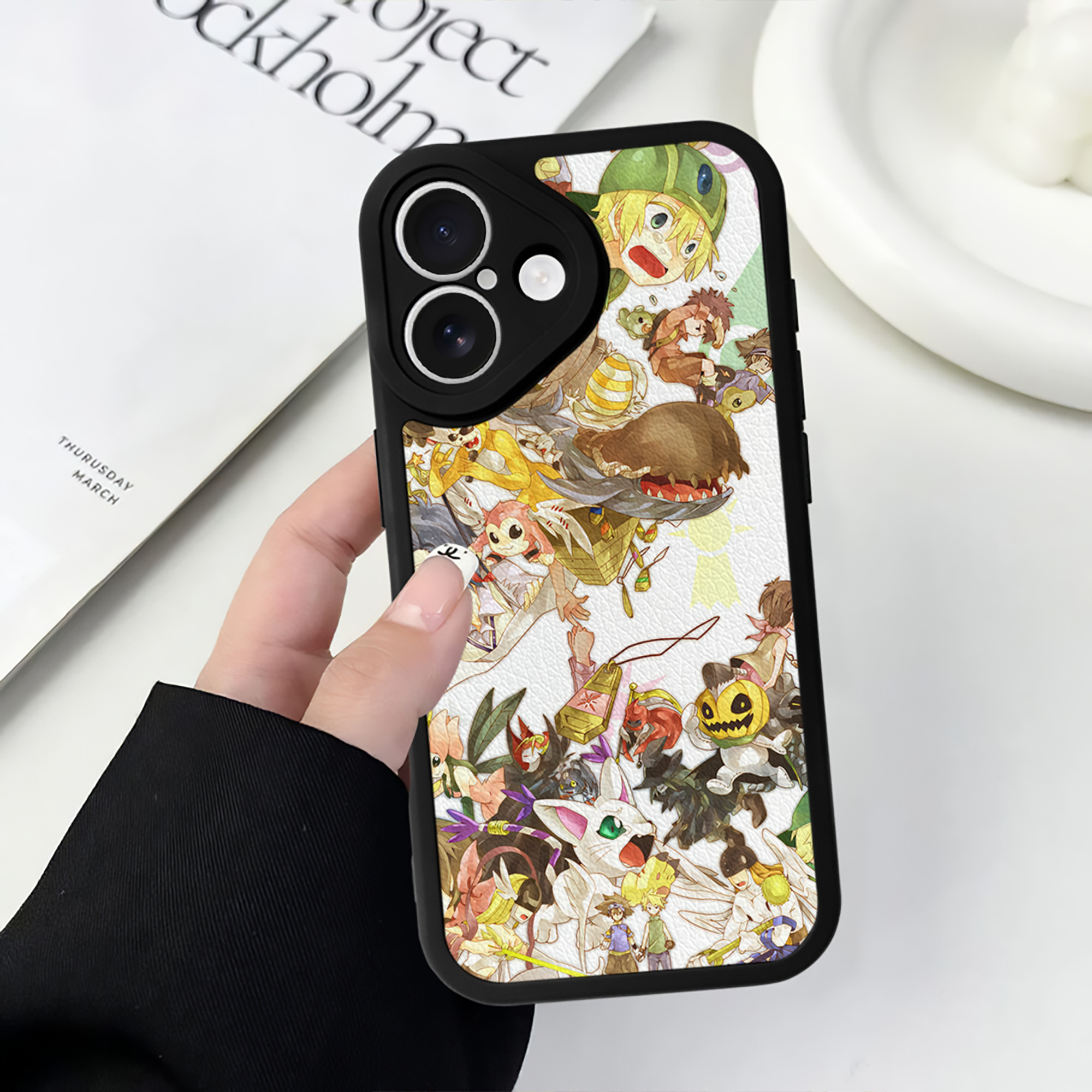 （画像用） Digimon デジタルモンスター/デジモン 【iPhone 16シリーズ対応】シリコンスマホケース（レザー調） 材質：シリコン